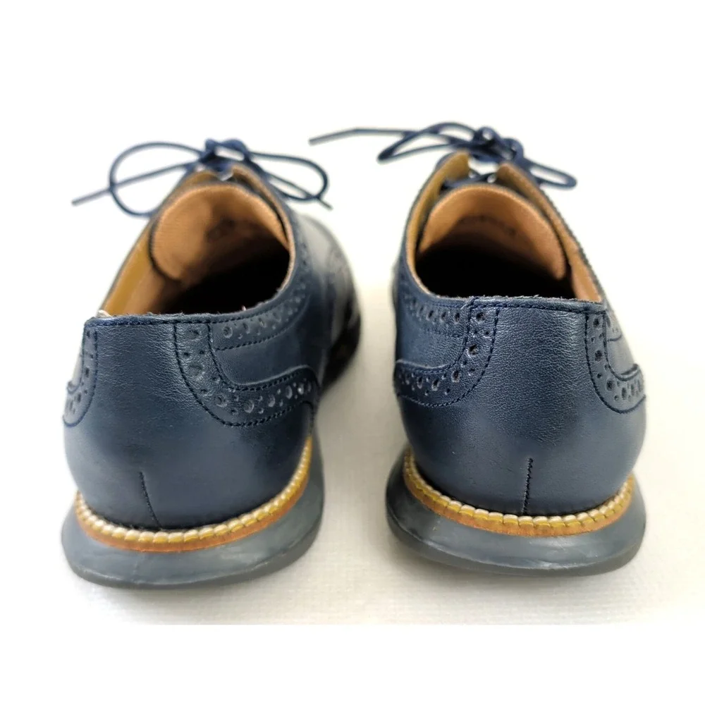 Cole Haan Grand OS Wingtip Oxford Shoe Mens 8 Blue Leather Business Smart Casual